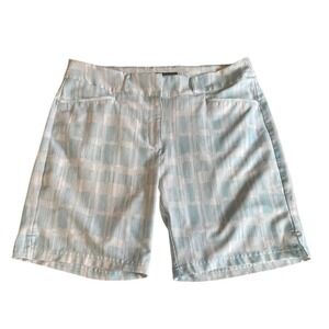 Adidas Golf Shorts Light Blue White Checkered Performance Stretch women 10